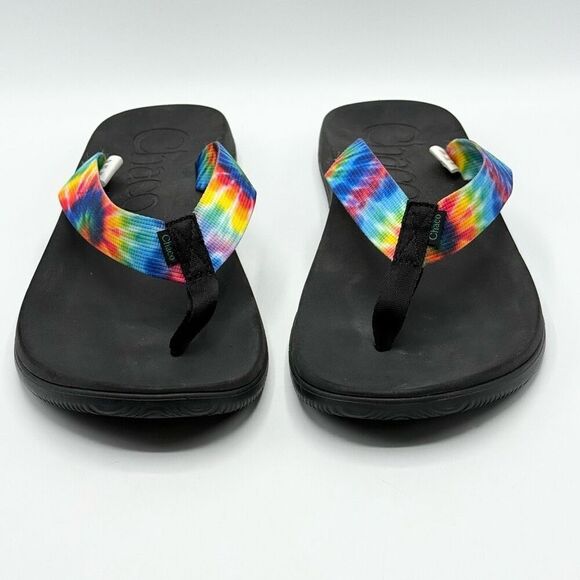 Chaco Chillos Flip Flops in Rainbow Tie Dye - Men’s US 12 - Picture 2 of 10